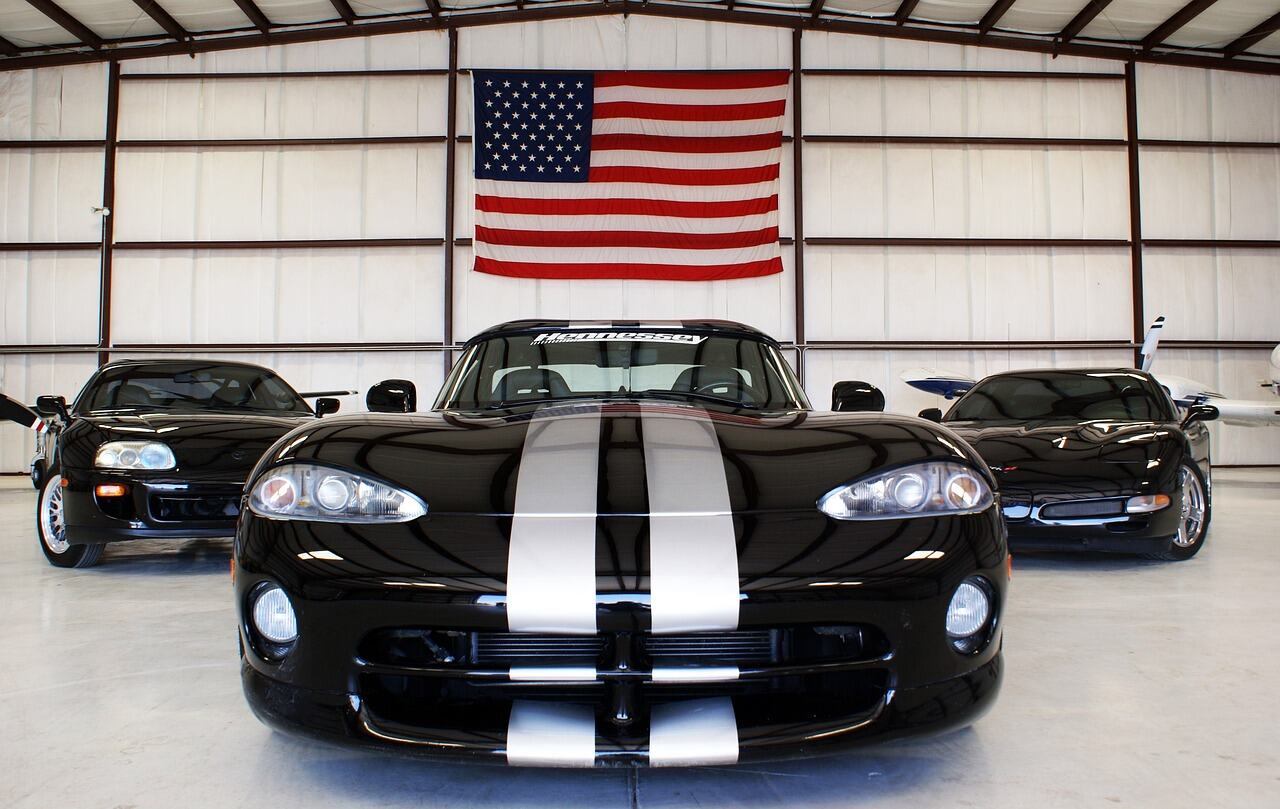 Corvette black and usa flag