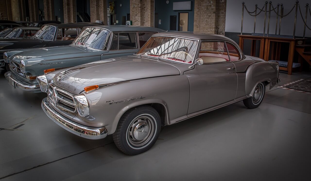 Grey classic cars on show