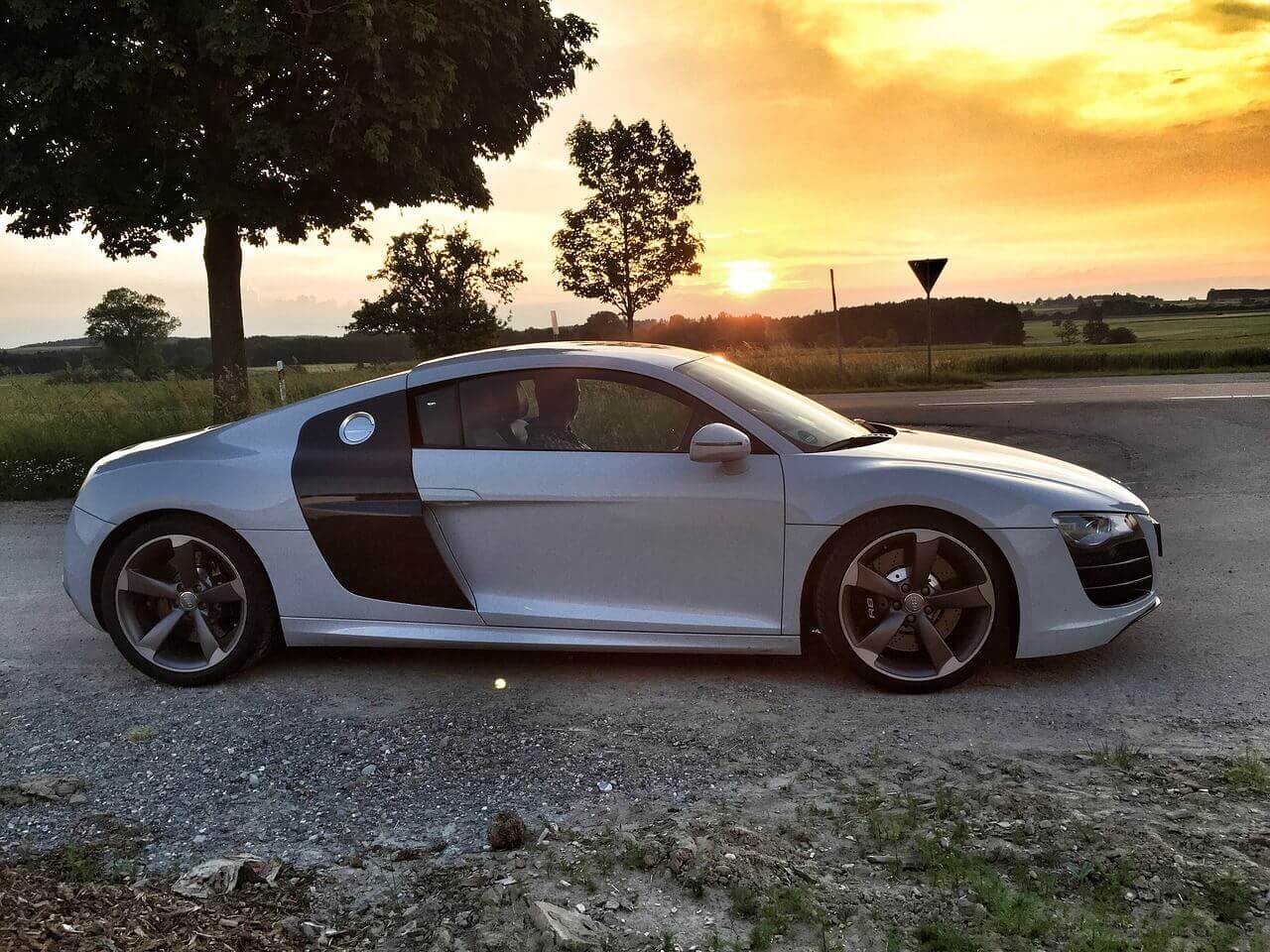 White Audi R8 parked