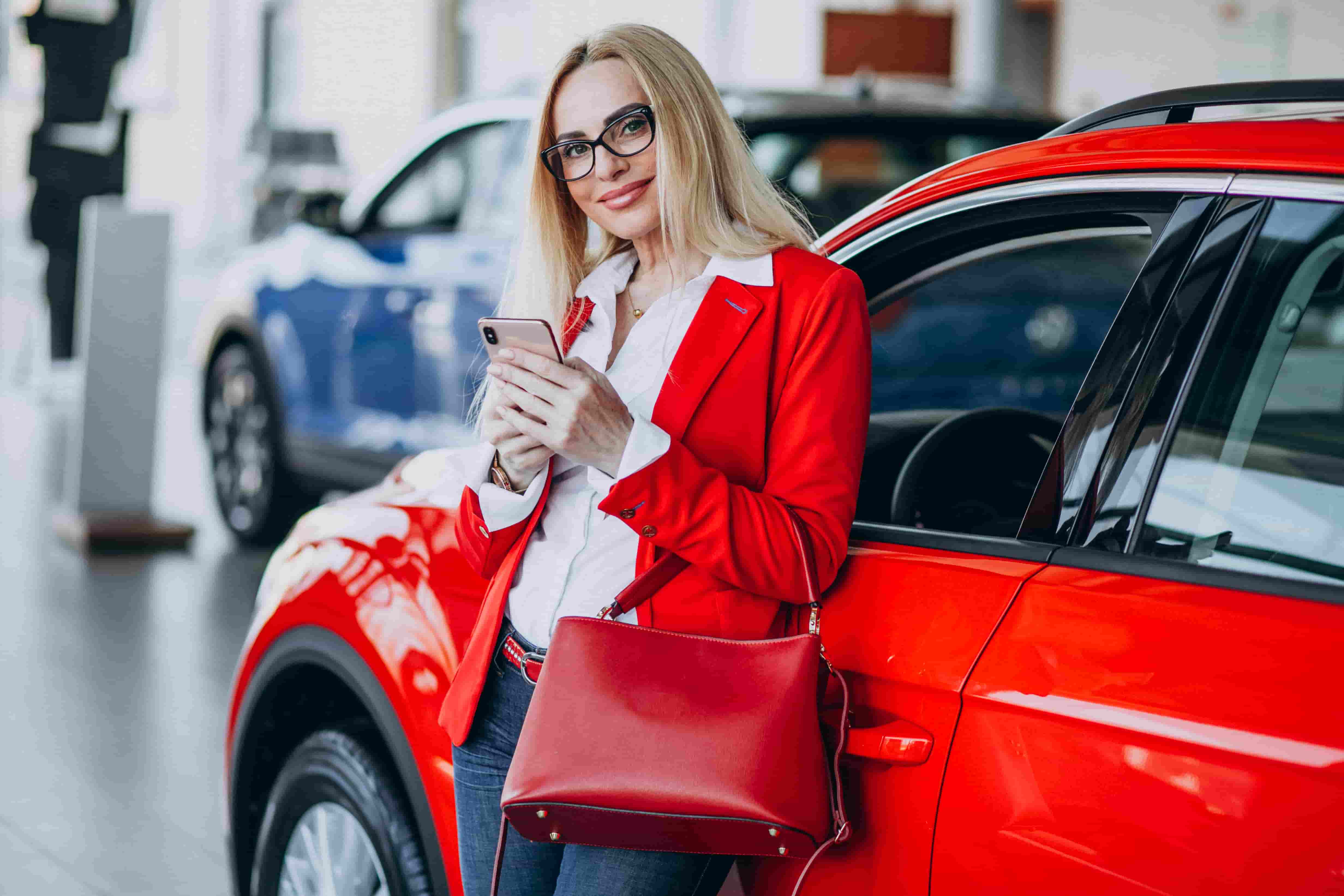 Woman who leaned next to her new car