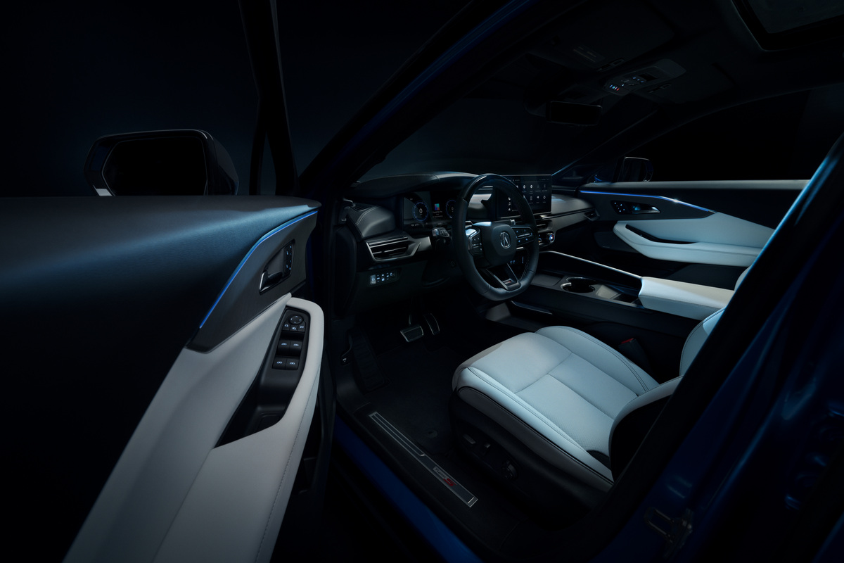 interior of blue car acura zdx 2024