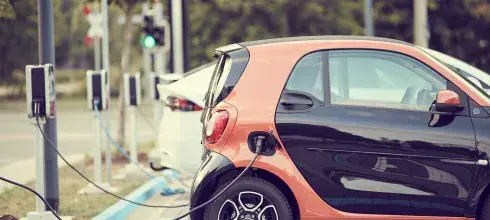 Electric car that charges at an electric station