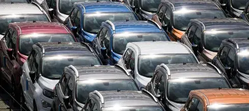 Many cars in the dealership