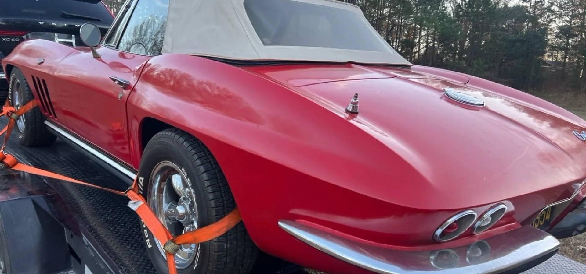 Classic car on secure transport