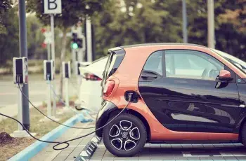Electric car that charges at an electric station
