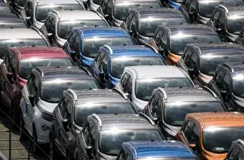Many cars in the dealership