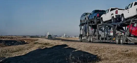 trailer with 2 floors and cars loaded