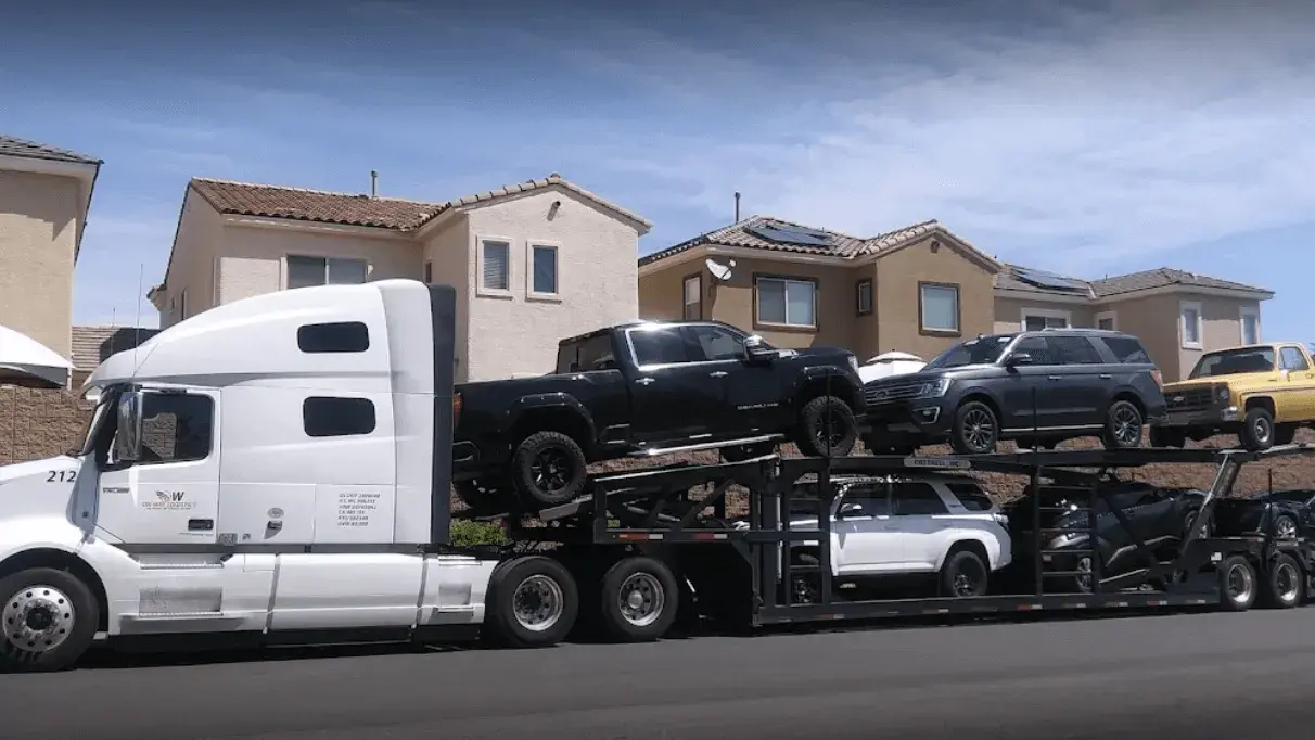 Cars loaded on a trailer
