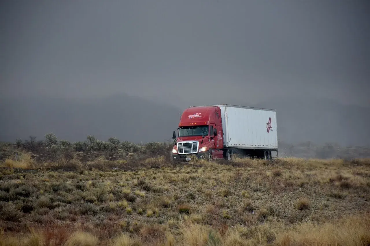 Car carrier moving on the road