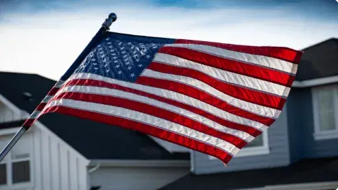 American Flag Waving on Pole				
