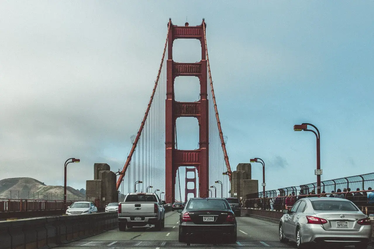 Cars crossing the San Francisco bridge
