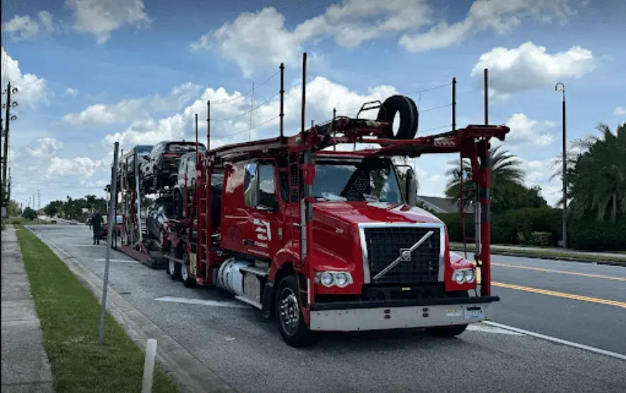 car on a auto transport trailer