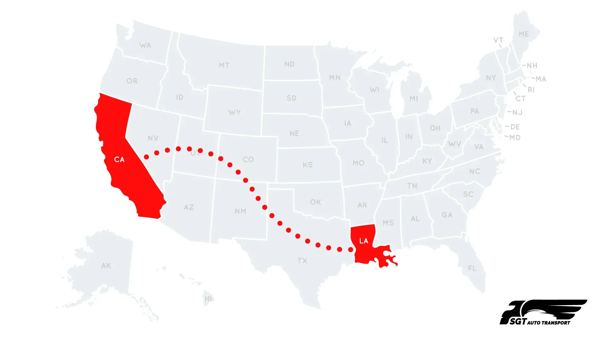louisiana to california map louisiana to california map