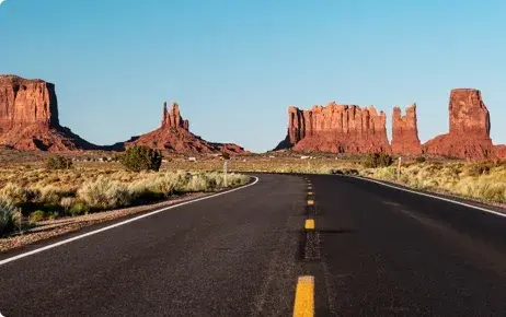 A road passing by rocks 